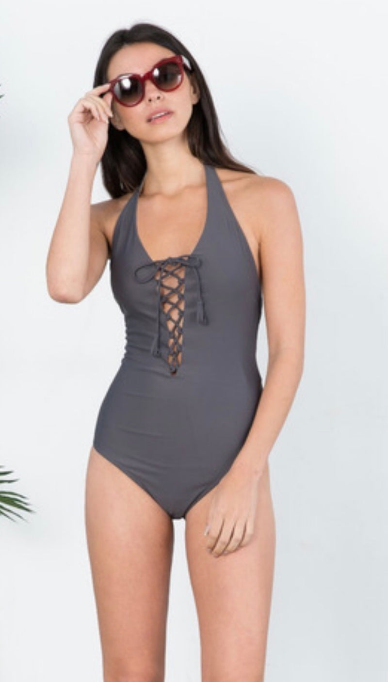 One Piece Grey Swimsuit